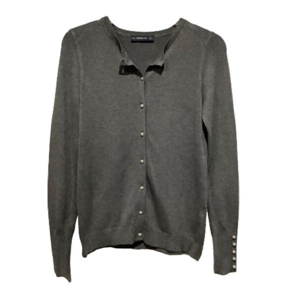 ‎ZARA BUTTON UP GRAY CARDIGAN SIZE S - Picture 1 of 5
